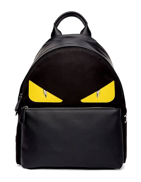 black fendi back pack with yellow eyes|fendi bugs backpack.